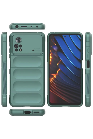 Xiaomi Poco X4 Pro 5G Kılıf Optimum Silikon - Koyu Yeşil-(5796) - Resim 3