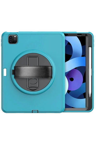 iPad Pro 11 (2018) Kılıf Hand Strap Tablet Kılıfı - Turkuaz-(5796) - Resim 3