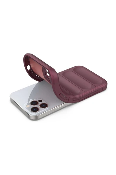 iPhone 12 Pro Kılıf Optimum Silikon - Bordo-(5796) - Resim 4