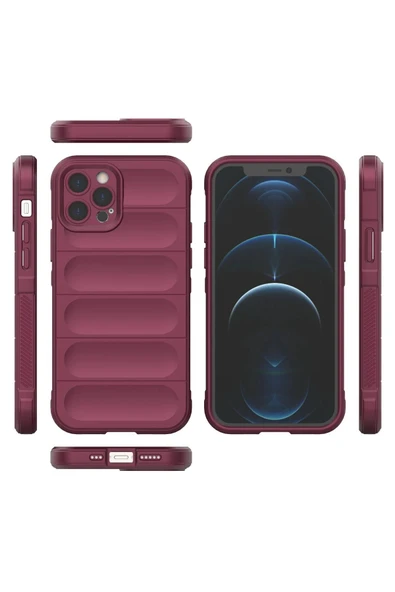 iPhone 12 Pro Kılıf Optimum Silikon - Bordo-(5796) - Resim 3