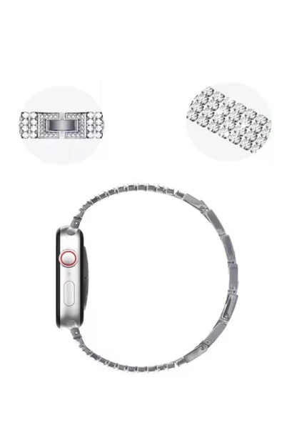 Apple Watch 38mm Live Taşlı Kordon - Rose Gold-(5796) - Resim 4