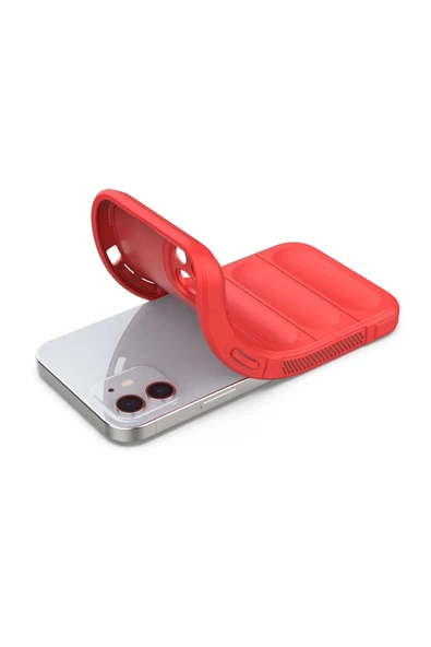 iPhone 12 Kılıf Optimum Silikon - Kırmızı-(5796) - Resim 4