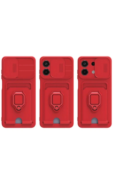 Xiaomi Redmi Note 13 4G Kılıf Zuma Kartvizitli Yüzüklü Silikon - Pembe-(5796) - Resim 2