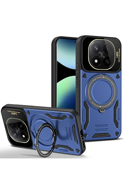 Xiaomi Redmi Note 14 Pro 4G Kılıf Joy Lens Standlı Kapak - Lacivert-(5796) ürün görseli 1