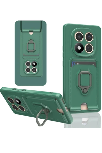 Xiaomi Redmi Note 14 Pro 5G Kılıf Zuma Kartvizitli Yüzüklü Silikon - Yeşil-(5796) ürün görseli 1