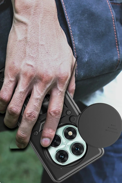 Xiaomi Redmi Note 14 Pro 5G Kılıf Pars Lens Yüzüklü Silikon - Lacivert-(5796) - Resim 3