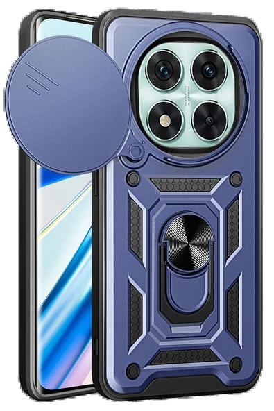 Xiaomi Redmi Note 14 Pro 5G Kılıf Pars Lens Yüzüklü Silikon - Lacivert-(5796) ürün görseli 1