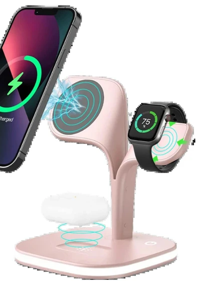 YM-UD22 Kablosuz Şarj Masaüstü Set - Pembe-(5796) ürün görseli 1