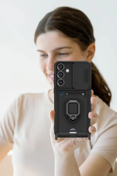 Samsung Galaxy S25 Plus Kılıf Zuma Kartvizitli Yüzüklü Silikon - Pembe-(5796) - Resim 4