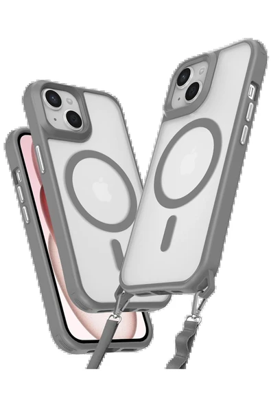 iPhone 15 Plus Kılıf Enka Magsafe Silikon Kılıf - Titan Gri-(5796) ürün görseli 1