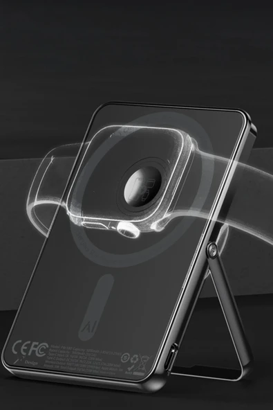 PW580 5.000 mAh 20W Type-C 15W Kablosuz Şarj 3W Saat Şarj ve 5W Kulaklık Şarj Destekli PD Hızlı Şarj Magsafe Powerbank - Siyah-(5796) - Resim 2