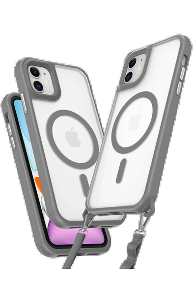 iPhone 12 Kılıf Enka Magsafe Silikon Kılıf - Titan Gri-(5796) ürün görseli 1