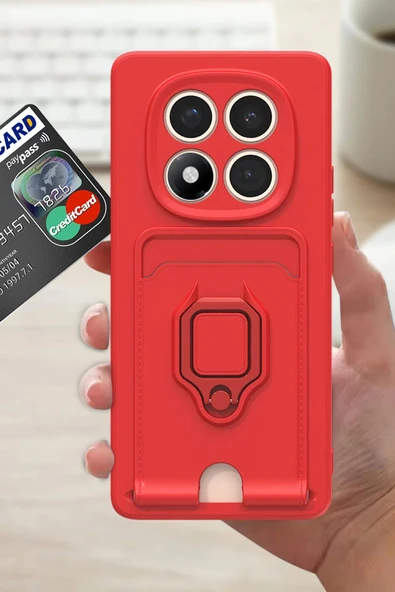 Xiaomi Redmi Note 14 Pro Plus Kılıf Zuma Kartvizitli Yüzüklü Silikon - Lila-(5796) - Resim 2