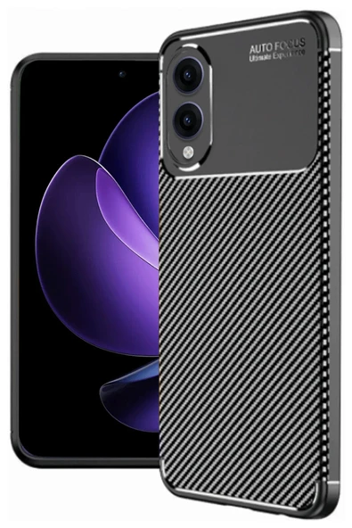 Samsung Galaxy S25 Edge Kılıf Auto Focus Karbon Kapak - Siyah-(5796) ürün görseli 1