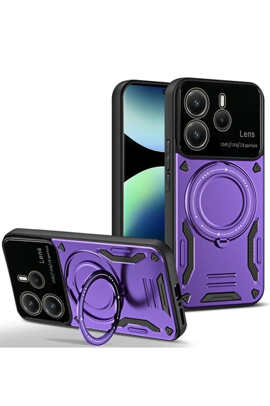 Xiaomi Redmi Note 14 4G Kılıf Joy Lens Standlı Kapak - Mor-(5796) ürün görseli 1