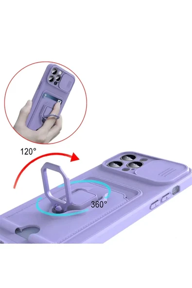 Xiaomi Redmi Note 13 Pro Plus Kılıf Zuma Kartvizitli Yüzüklü Silikon - Yeşil-(5796) - Resim 3