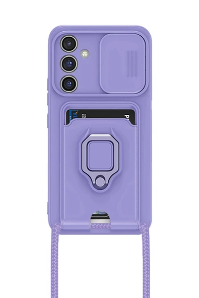 Samsung Galaxy A36 Kılıf Zuma Kartvizitli Yüzüklü Silikon - Lila-(5796) - Resim 2