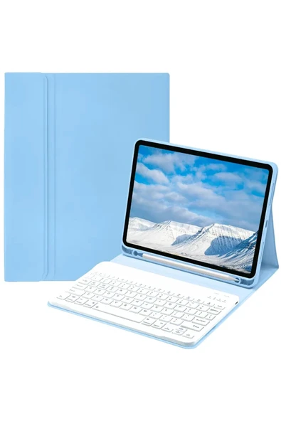 iPad Pro 11 (2022) Kılıf KC01 Smart Klavyeli Tablet Kılıfı - Açık Mavi-(5796) ürün görseli 1