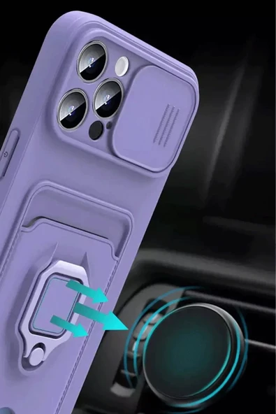 Xiaomi Redmi Note 13 Pro Plus Kılıf Zuma Kartvizitli Yüzüklü Silikon - Yeşil-(5796) - Resim 4