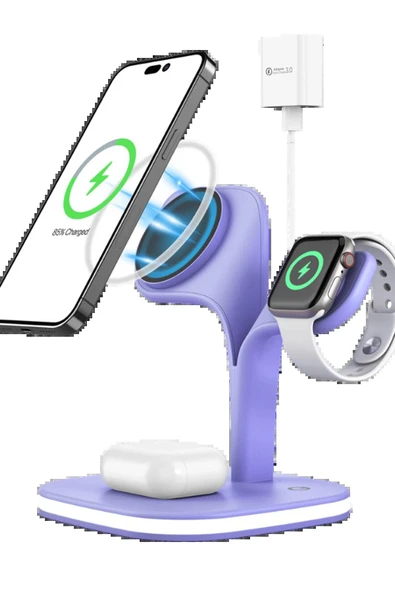 YM-UD22 Kablosuz Şarj Masaüstü Set - Lila-(5796) ürün görseli 1