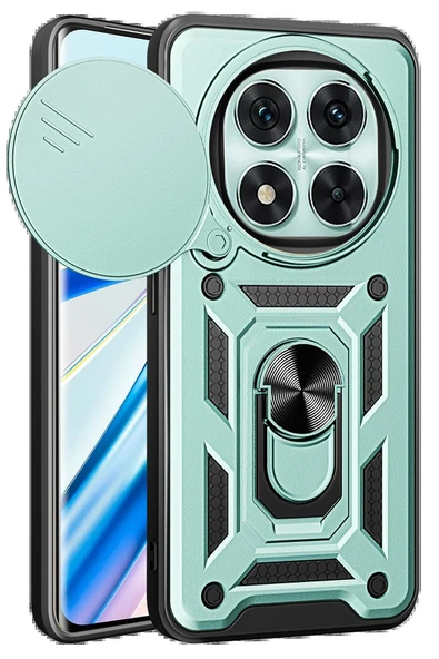 Xiaomi Redmi Note 14 Pro 5G Kılıf Pars Lens Yüzüklü Silikon - Yeşil-(5796) ürün görseli 1