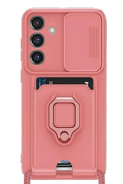 Samsung Galaxy S25 Plus Kılıf Zuma Kartvizitli Yüzüklü Silikon - Pembe-(5796) ürün görseli 1