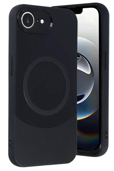 iPhone 16E Kılıf Maya Karbon Kapak - Siyah-(5796) - Resim 3