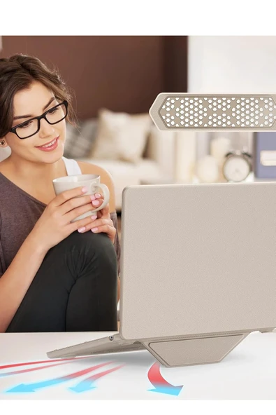 Macbook Air 15 2024 Macbook Deri Kapak - Gold-(5796) - Resim 4