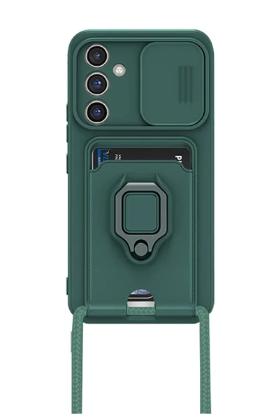 Samsung Galaxy A26 Kılıf Zuma Kartvizitli Yüzüklü Silikon - Yeşil-(5796) - Resim 2