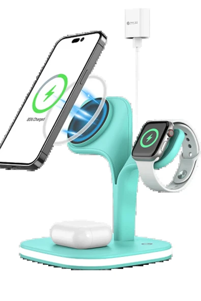 YM-UD22 Kablosuz Şarj Masaüstü Set - Yeşil-(5796) ürün görseli 1