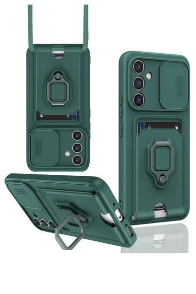 Samsung Galaxy A26 Kılıf Zuma Kartvizitli Yüzüklü Silikon - Yeşil-(5796) ürün görseli 1