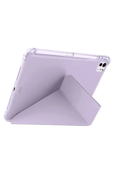 iPad Air 13 (2024) Kılıf Kalemlikli Mars Tablet Kılıfı - Açık Mor-(5796) - Resim 2