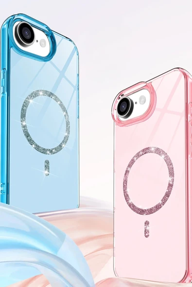 Apple iPhone 16E Live Diamond Magsafe Kapak - Şeffaf-(5796) - Resim 2