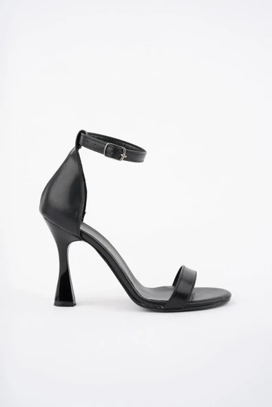 Kadın 10 cm Klasik Yüksek Topuklu Abiye Ayakkabı Siyah Cilt - Resim 3