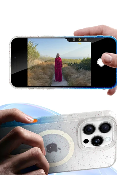 Apple iPhone 14 Pummel Shiny Magsafe Kapak - Siyah-(5796) - Resim 5