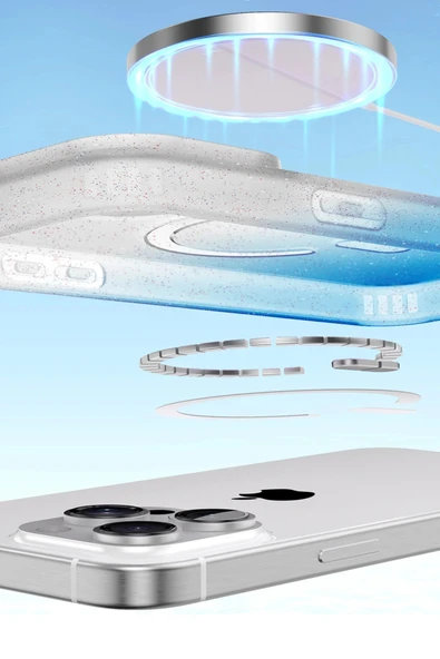 Apple iPhone 16 Pro Pummel Shiny Magsafe Kapak - Gold-(5796) - Resim 3