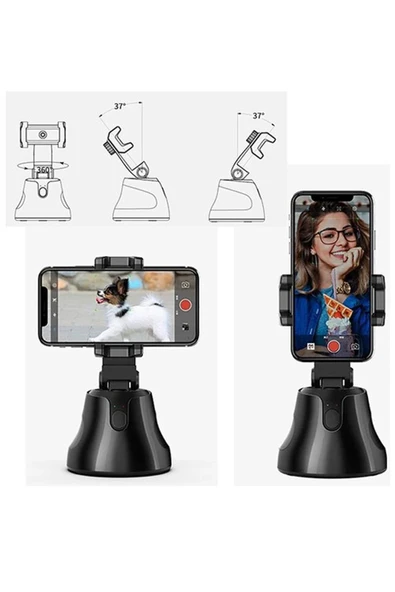 Apai Genie 360 Derece Takip Etme Özellikli Selfie Gimbal - Siyah-(5796) - Resim 2