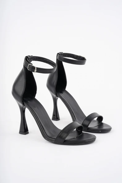 Kadın 10 cm Klasik Yüksek Topuklu Abiye Ayakkabı Siyah Cilt - Resim 2