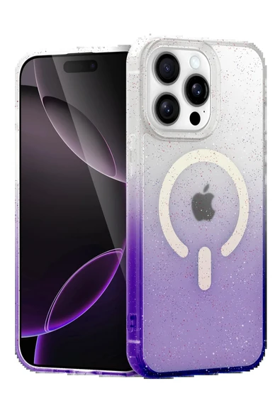 Apple iPhone 14 Pro Pummel Shiny Magsafe Kapak - Mor-(5796) ürün görseli 1