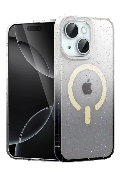 Apple iPhone 14 Pummel Shiny Magsafe Kapak - Siyah-(5796) ürün görseli 1