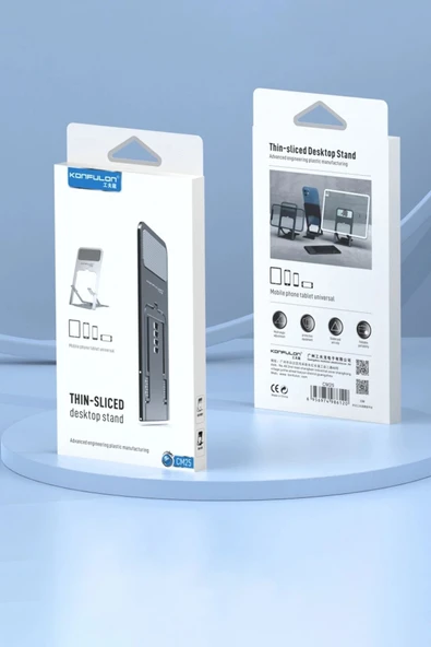 CM25 Ayarlanabilir Katlanabilir Masaüstü Telefon Tutucu - Siyah-(5796) - Resim 5