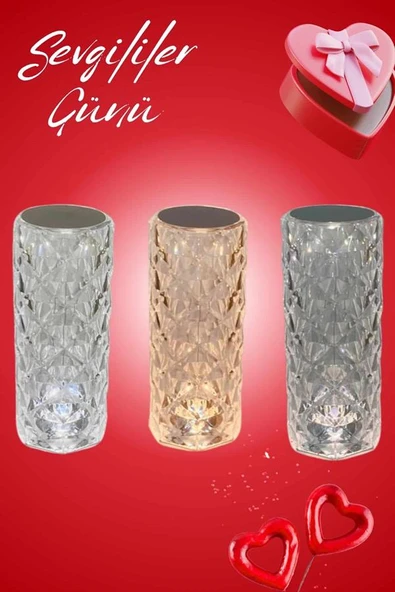 Sevgililer Günü İçin Hediye Kristal Lamba Sevgiliye Hediye USB Şarjlı Gece Lambası - Resim 5