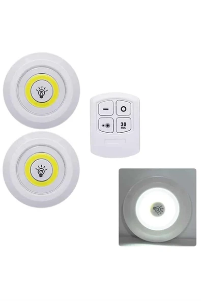 Led Lamba 3'lü Uzaktan Kumandalı Yapışkanlı - Resim 5