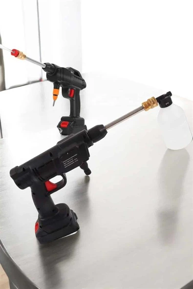 Şarjlı Oto Yıkama Tabancası Su Basınçlı Hazneli Bataryalı - Resim 3