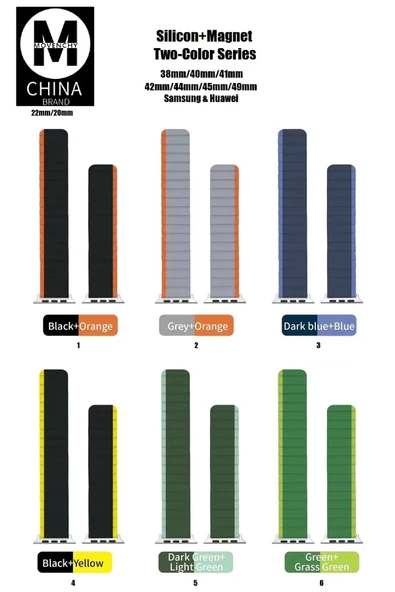 Apple Watch 42mm MO-WB1 Çift Renk Mıknatıslı Silikon Kordon - Siyah-Turuncu-(5796) - Resim 4