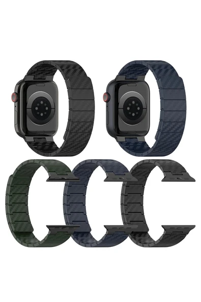 Watch 45mm Carbon Steel Kordon - Koyu Yeşil-(5796) - Resim 3