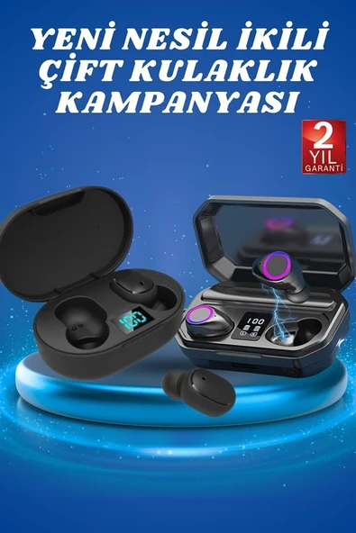 Çift Kulaklık Kampanyası Dokunmatik Kontrol Kulak İçi Yüksek Ses Kaliteli Mikrofonlu - Resim 2