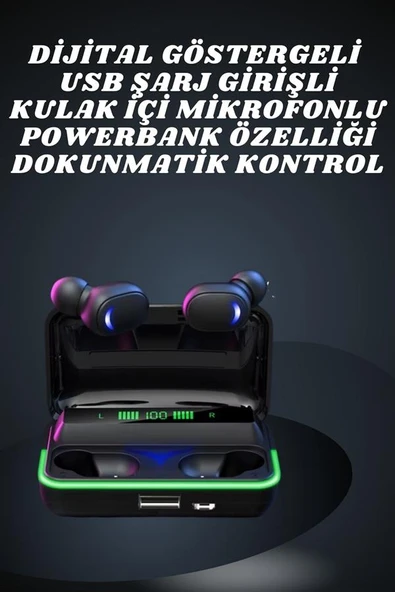 İkili Bluetooth Kulaklık Dijital Göstergeli Uzun Pil Ömrü Yüksek Ses Kaliteli - Resim 3