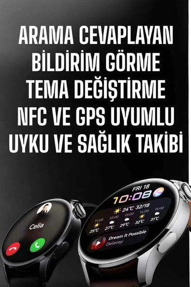 Akıllı Saat Bildirim Görme Amoled Ekran GPS Uyumlu Sesli Görüşme ürün görseli 1