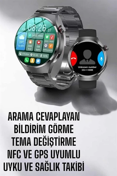 Akıllı Saat Metal Kordonlu GPS ve NFC Uyumlu Arama Cevaplayan - Resim 5